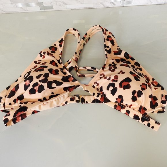Adore Me Bikini Bra Size‎ XL Swim Bralette Lingerie Padded Pink Cheetah Light - Picture 1 of 10